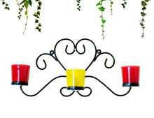 Load image into Gallery viewer, Wallfurn County Metal Tealight Candle Holder Wall Sconce with 3 Glass Cups for Home Decoration Wall Mounted Tea Light Hanging with 3 Glasses