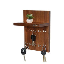 Load image into Gallery viewer, Anikaa Aldo Wooden Key Holder Stand/Wall Hooks Stand/Key Holder for Home Office/Wall Mounted Key Holder/Key Hold/Key Chain Hanging Board/Wall Hanging Key Holder/Key Holder with Shelf -(Walnut) - Home Decor Lo