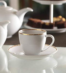ivook Tableware Serving Bone China Dotted Tea Coffee Cups Saucer Set - 12 Pcs, White - Home Decor Lo