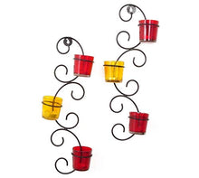 Load image into Gallery viewer, Altered Decor Set of 2 Wall Hanging Tealight Candle Holder / Metal Wall Sconce with Glass Cups and Tealight Candles for Home & Diwali Decorations Items