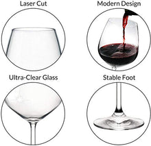 Load image into Gallery viewer, Ash & Roh Red Wine Glasses Crystal Clear Tableware Glass Pack of 4, 350 ml - Home Decor Lo