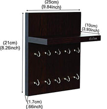 Load image into Gallery viewer, Anikaa Aldo Wooden Key Holder Stand/Wall Hooks Stand/Plain Key Holder for Home Office/Wall Mounted Key Holder/Key Hold/Key Chain Hanging Board/Wall Hanging Key Holder/Key Holder with Shelf (Wenge) - Home Decor Lo