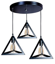 Load image into Gallery viewer, Imper!al Metal 3 Lights Triangle Cluster Chandelier Hanging Pendant Ceiling Light with Filament Bulb for Home Decor, Standard, Black - Home Decor Lo