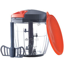 Load image into Gallery viewer, Artikel Chopper & Blender with Storage Lid | Chops Vegetables, Nuts & Fruits | Blends Flour | Egg Beater | Meat Mincer | Grey & Orange | Large - 900 ml - Home Decor Lo