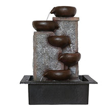 Load image into Gallery viewer, Chronikle Designer Polystone 5 Steps Indoor Table Top Water Fountain with LED Lights and Water Pump (Brown, 42cm X 31cm X 23cm) - Home Decor Lo