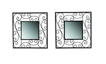 Load image into Gallery viewer, Hosley Decorative Square Iron Wall Mirror (15.24 cm x 29.84 cm, Black, Set of 2) - Home Decor Lo
