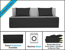 Load image into Gallery viewer, Adorn india Easy Three Seater Sofa Cum Bed (2 Years Warrenty Quality Foam)-Perfect for Seat & Sleep Washeble Polyster Fabric Cover (Black & Grey) 6'x6'.Pillows Free - Home Decor Lo