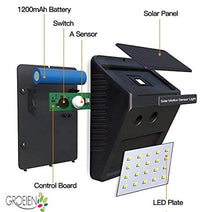 Load image into Gallery viewer, Groeien® Waterproof Bright Solar Wireless Security Motion Sensor 20 LED Night Light for Outdoor/Garden Wall (Black)(Pack of 2) - Home Decor Lo