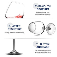 Load image into Gallery viewer, Paksh Novelty Italian Red Wine Glasses - 18 Ounce - Lead Free - Shatter Resistant - Wine Glass Set of 4, Clear - Home Decor Lo