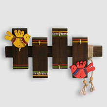 Load image into Gallery viewer, ExclusiveLane 'Birds On Planks' Warli Handpainted Wall Keyholder & Home Decorative Key Holders (6 Hooks) - Keychain Holder Key Hangers Key Stand & Wall Hanging Wooden Key Holder for Wall - Home Decor Lo