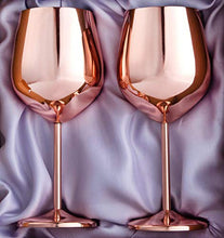 Load image into Gallery viewer, Rengvo Rudra Exports Stainless Steel Stemmed Wine Glasses, Shatter Proof Copper Coated Unbreakable Wine Glass Goblets,Premium Gift for Men and Women, Party Supplies - 350 ml: Set of 2 Pcs - Home Decor Lo