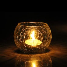 Load image into Gallery viewer, Brahmz Candle Holder Crackle Tealight Votive for Home Decor Gift Glass Candle Votive (Yellow - Pack of 2) - Home Decor Lo