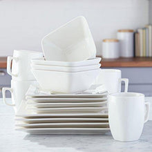 Load image into Gallery viewer, AmazonBasics 16-Piece Premium Dinnerware Set, Square Classic White - Home Decor Lo