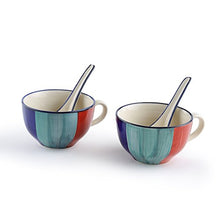 Load image into Gallery viewer, Kittens Contrast Striped Soup Bowls With Ceramic Spoon - Home Decor Lo