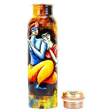 Load image into Gallery viewer, Golden Valley Radha Krishna Printed Pure Copper Water Bottle 1000 ml - Home Decor Lo