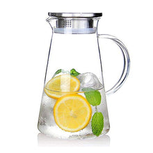 Load image into Gallery viewer, Famacart 1800 ml (1.8 lt) Glass Pitcher with lid iced Tea Pitcher Water jug hot Cold Water ice Tea, Wine Coffee Milk and Juice Beverage Carafes - Home Decor Lo