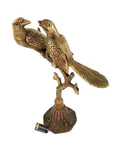 Two Moustaches Love Birds on Tree Brass Showpiece - Home Decor Lo