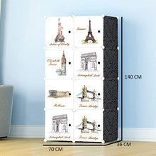 Load image into Gallery viewer, Keshav International Kid's Wardrobe Cabinet 8 Door Storage Organizer Almirah Rack Shelf for Clothes Living Room Bedroom (Black) - Home Decor Lo