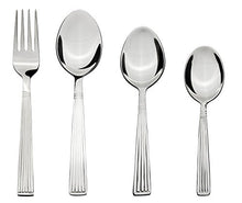 Load image into Gallery viewer, Amazon Brand - Solimo 24 Piece Stainless Steel Cutlery Set, Stripes (Contains: 6 Table Spoons, 6 Tea Spoons, 6 Forks, 6 Dessert Spoons), Silver - Home Decor Lo