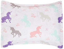 Load image into Gallery viewer, AmazonBasics Easy-Wash Microfiber Kid's Bed-in-a-Bag Bedding Set - Full or Queen, Purple Unicorns - with 4 pillow covers - Home Decor Lo