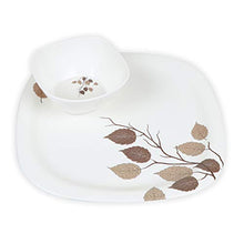 Load image into Gallery viewer, Golden Fish White Base Leaves Printed Melamine Full Size Square Dinner Plate & Veg. Bowl (Set of 6 Both; 11 Inches) - Home Decor Lo