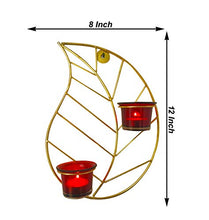 Load image into Gallery viewer, Maple Craft Golden Leaf T-Light/Wall Scones Set of 2 Brass Leaf Wood for Home Decor/Living Room/Bed Room (8 X 12 Inch) (T-Light Candle Holder) - Home Decor Lo