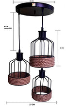 Load image into Gallery viewer, Lyse Decor_ Nordic Style Metal & Rope Shade 3 Lights Ceiling Chandelier Hanging Pendant Light Lamp (Black) - Home Decor Lo