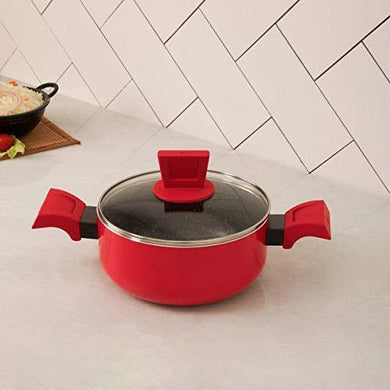 Home Centre Magnus Casserole with Glass Lid - Red - Home Decor Lo