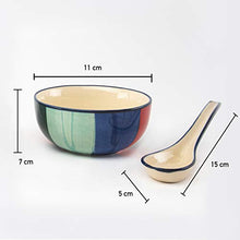 Load image into Gallery viewer, HS Hindustani Saudagar Microwave Hand Painted Ceramic Soup Bowl with Spoon Set of 4 - Home Decor Lo