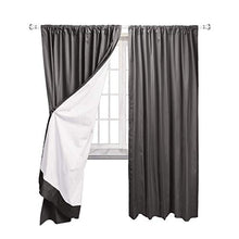 Load image into Gallery viewer, AmazonBasics Room Darkening Blackout Curtain Set of 2 with Tie Backs - 245 GSM - (7 Feet - Door) 52" x 84", Dark Grey - Home Decor Lo