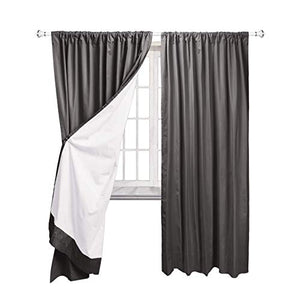 AmazonBasics Room Darkening Blackout Curtain Set of 2 with Tie Backs - 245 GSM - (7 Feet - Door) 52" x 84", Dark Grey - Home Decor Lo