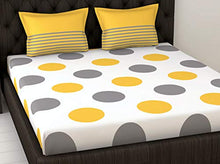 Load image into Gallery viewer, Loreto – A Quality Linen Brand 144 TC 100% Cotton Double Bedsheet with 2 Pillow Covers - Polka, Yellow & Grey - Home Decor Lo