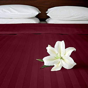 Daksh Premium Cotton 300TC Stain Striped King Size Duvet Cover/Quilt/Razai/Comforter Cover 102" x 102"- Wine - Home Decor Lo