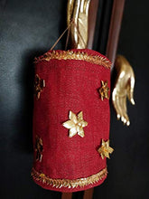 Load image into Gallery viewer, mitti se mitti tak. Kandil/Folding Festive Lantern Made of red Jute Fabric Embellished with Gold gota Flowers - Home Decor Lo