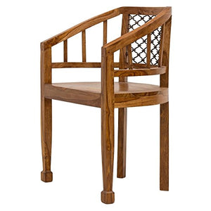 Naturehood Arts™Wooden Chair - Arm Chair for Living Room with Unique mughlai Jali ✮100% Sheesham Wood Living Room Furniture ✮ (PETRICHOR Collection) - Home Decor Lo