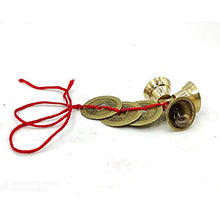 Load image into Gallery viewer, Plusvalue Fengshui Vastu Lucky Brass Hanging 3 Bell 3 Chinese Coins Main Entrance Door Hanging Decorative Home Office Wealth Spiritual Decor (Small) - Home Decor Lo