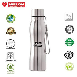 NIRLON Stainless Steel 5 Pcs Fridge Water Bottle/Refrigerator Bottle/Single Wall Bottle 1000 ML - Home Decor Lo