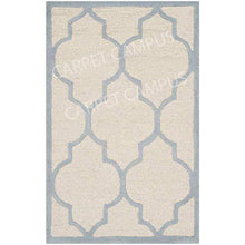 Load image into Gallery viewer, Carpet Campus Traditional Persian Geometric Modern Handmade Woolen Carpet Ivory & Light Blue 5 feet x 8 feet Carpets for Home-Living Room-Bedroom-Drawing Room-Floor and Also for Dining Hall. - Home Decor Lo