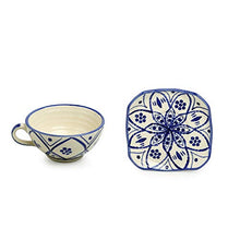 Load image into Gallery viewer, ExclusiveLane 'Moroccan Floral' Hand Painted Studio Pottery Ceramic Soup Bowls with Spoons & Saucers (Set of 4, Microwave Safe, 250 ML) - Handled Soup Bowls with Handle Soup Set with Spoon Soup Cups - Home Decor Lo