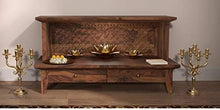 Load image into Gallery viewer, Ganpati Arts Solid Sheesham Wood Temple for Pooja Room with 2 Drawer (Teak Finish) - Home Decor Lo