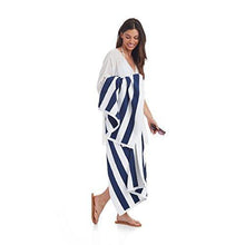 Load image into Gallery viewer, AmazonBasics 2 Piece Cotton Beach Towel - 477 GSM - 60" x 30" (152.4 cm X 76.2 cm) - Cabana Stripe, Navy Blue - Home Decor Lo