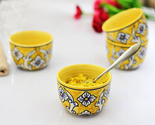 Load image into Gallery viewer, KITTENS Ceramic Maggi Bowl Hand Painted in Lemon Yellow - Set of 4 - Home Decor Lo