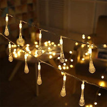 Load image into Gallery viewer, ITMumbai 20LED Crystal Drop Shape Fairy String Lights for Home Lighting Decoration (4 Meter Long Warm White) 2 Pin Plug - Home Decor Lo