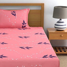 Load image into Gallery viewer, Home Ecstasy 100% Cotton bedsheets for Single Bed Cotton, 140tc Floral Pink Single bedsheet with Pillow Cover (4.8ft x 7.3ft) - Home Decor Lo