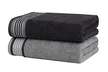 Load image into Gallery viewer, Casa Copenhagen He & She Collection 2 Pieces Cotton Extra Soft Large Bath Towel (70 x 140 cm) - Granite Grey & Mirage Grey - Home Decor Lo