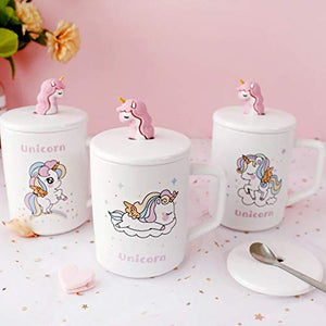 Zesta Cute 3D Ceramic Unicorn Coffee and Tea Cup/Mug with Lid and Spoon - Home Decor Lo