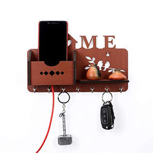 Load image into Gallery viewer, Sehaz Artworks Home Side Shelf Brown KeyHolder Wooden Key Holder (7 Hooks) - Home Decor Lo