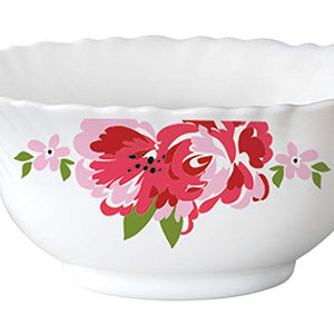 Larah by Borosil Rose Red Silk Series Opalware Dinner Set, 35 Pieces, White - Home Decor Lo