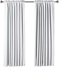 Load image into Gallery viewer, AmazonBasics Room Darkening Blackout Window Curtains (Pack of 2) with Tie Backs - 245 GSM - (5.25 ft) - White - Home Decor Lo