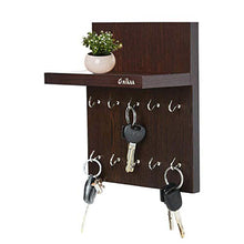 Load image into Gallery viewer, Anikaa Aldo Wooden Key Holder Stand/Wall Hooks Stand/Plain Key Holder for Home Office/Wall Mounted Key Holder/Key Hold/Key Chain Hanging Board/Wall Hanging Key Holder/Key Holder with Shelf (Wenge) - Home Decor Lo